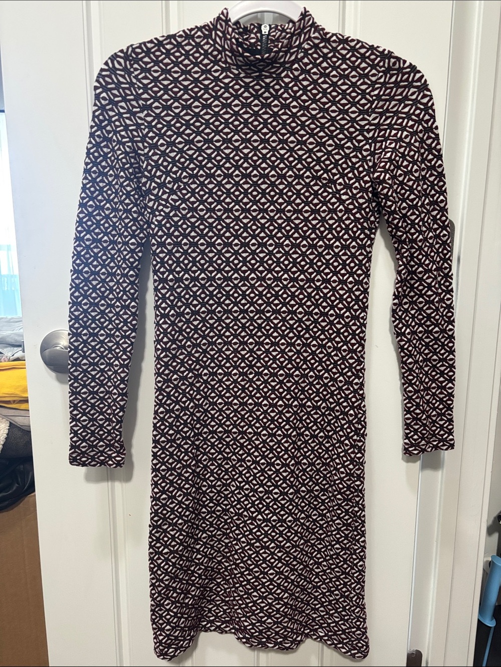 Topshop High Neck Geo Jacquard Bodycon Dress